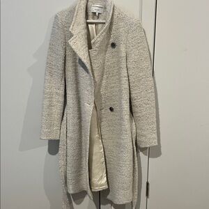 Reiss Cream Textured Long Coat